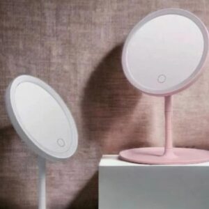 dokunmatik tuşlu led değişebilen renkli işıklı usb li Şarjlı yuvarlak masa Üstü makyaj aynası