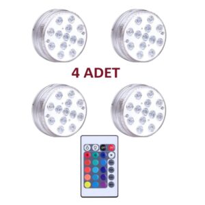 ''4 adet'' dalgıç sualtı led işık havuz vazo akvaryum lambası gece lambası dekor aydınlatma