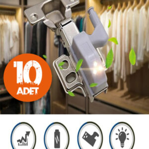 dolap İÇİ led lamba menteŞe iŞiĞi 10 adet avantajli gardirop menteŞe aydinlatmasi pİllİ model